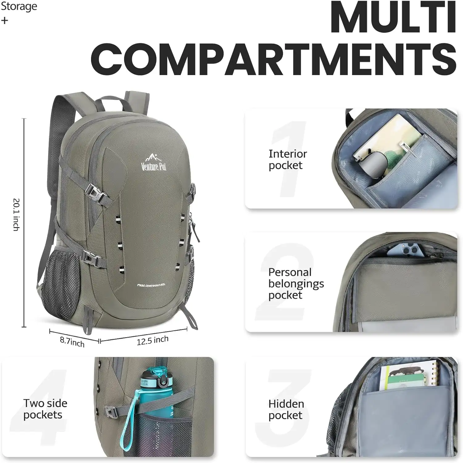 Venture Pal 40L Lightweight Packable Travel Hiking Backpack Daypack - 71zslilofl._ac_sl1500_